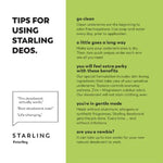 Tips for using Starling Skincare All-Natural Deodorants.