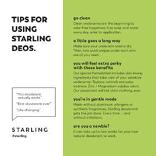 Load image into Gallery viewer, Tips for using Starling Skincare All-Natural Deodorants. 
